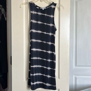 Size medium navy blue striped bodycon dress.